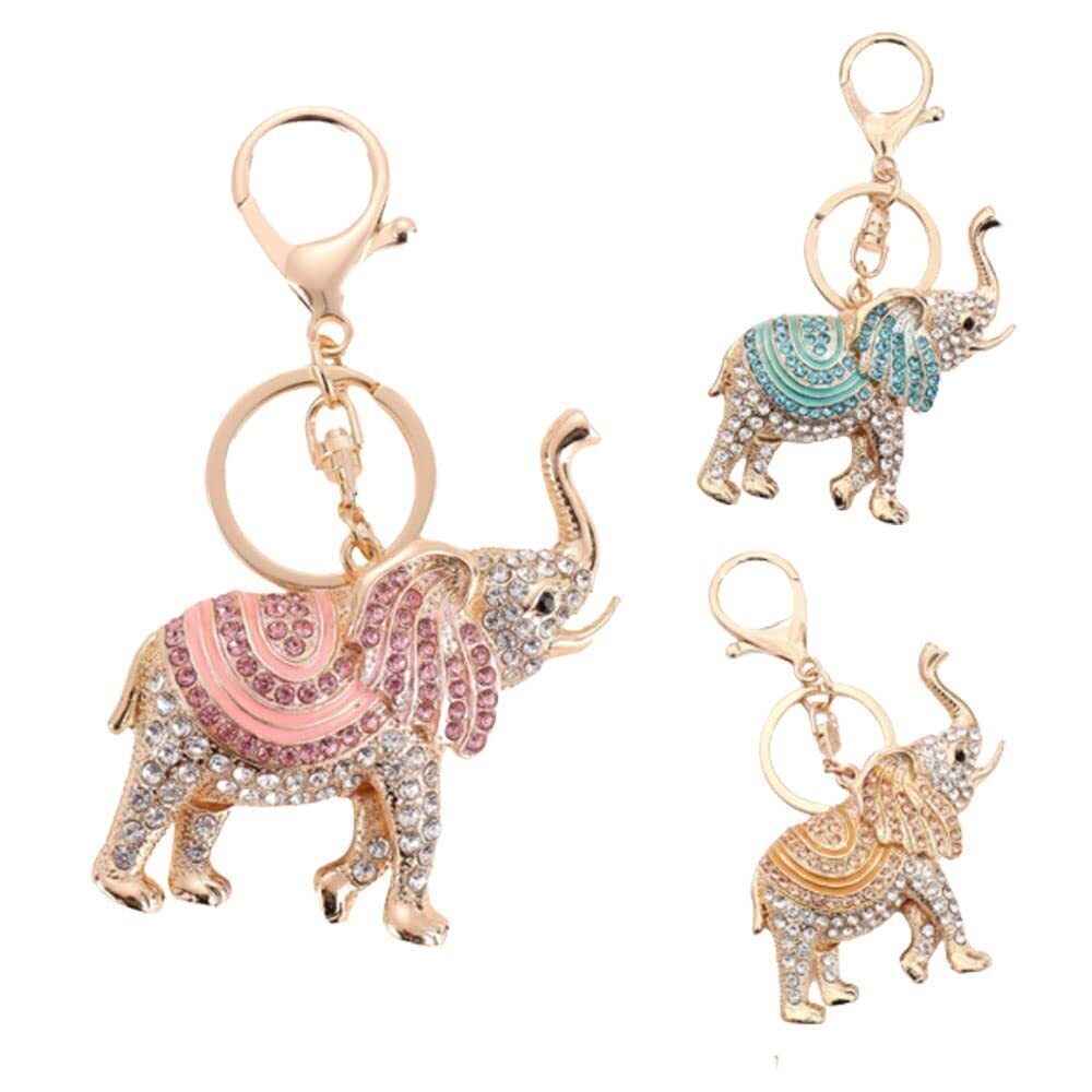 8550 Rhinestone Elephant Keychain Cute Elephant Animal Charms for Car Key